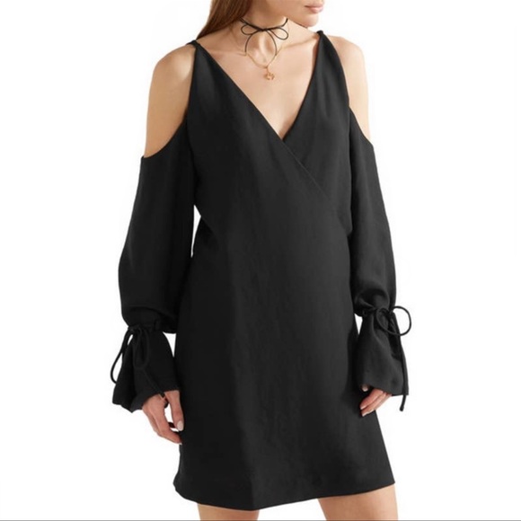 IRO Lebeca Black Cold Shoulder Shift Mini Dress 36/ 4 - Picture 2 of 16